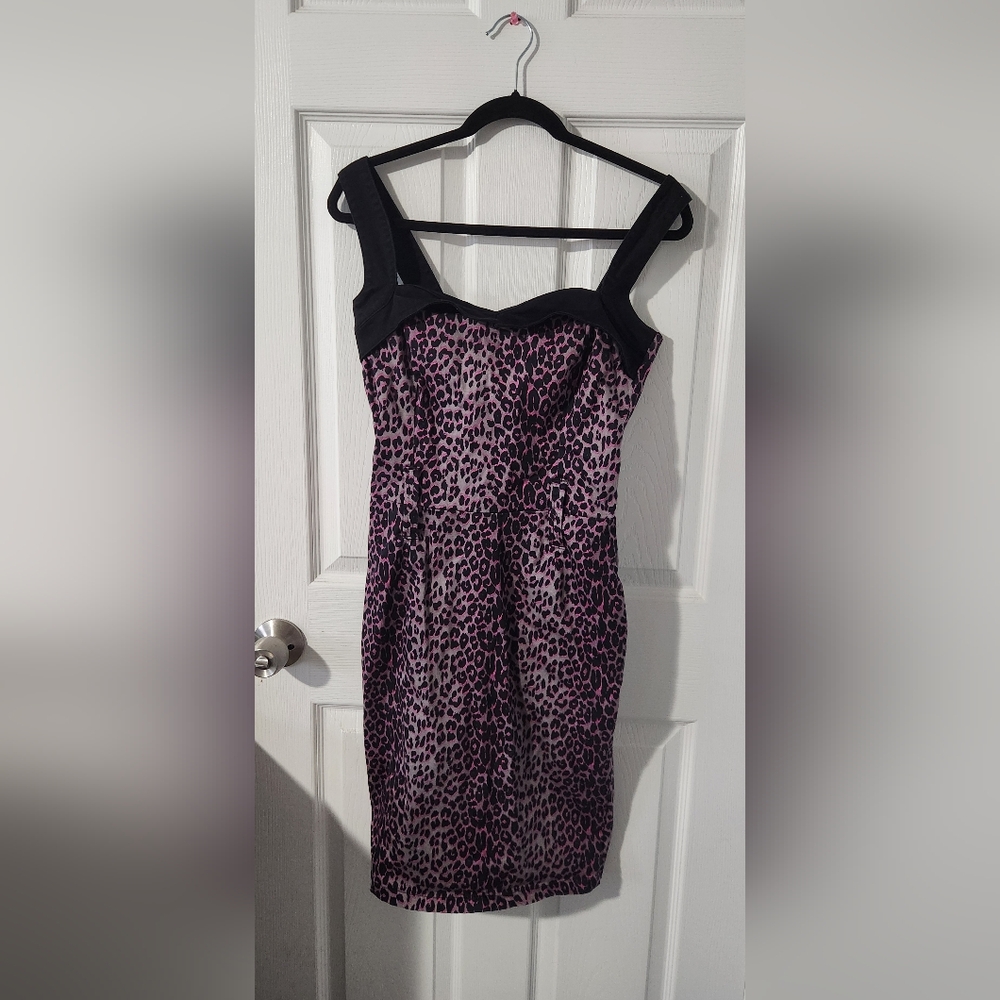 Switchblade Stiletto Leopard Print Black and Pink Dress Psychobilly Pinup